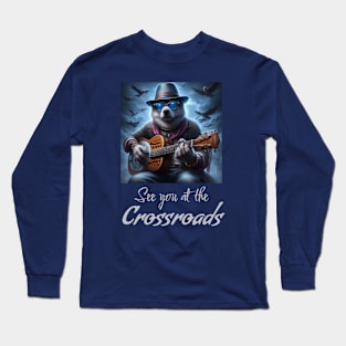 Blues dog: See you at the crossroads Long Sleeve T-Shirt